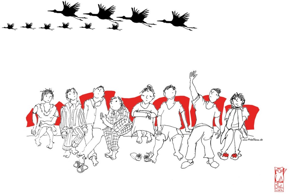 Deutsche Leitkultur, Ostwestfälischer Bilderbogen. Anke Raum, OWL, Kraniche