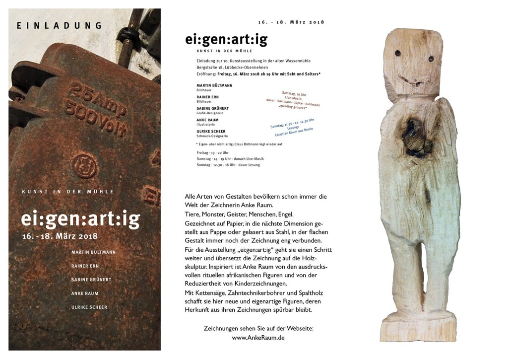 EINLADUNG: Monster, Geister, Engel,&nbsp;Holzplastik